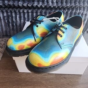 Dr. Martens Multicolor Topographic Derby Shoes - Blue/Yellow/Orange